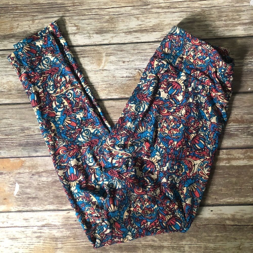 Lularoe red & blue OS Leggings